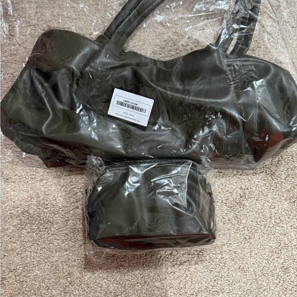 Neiman Marcus Olive Green Shoulder Bag Set
